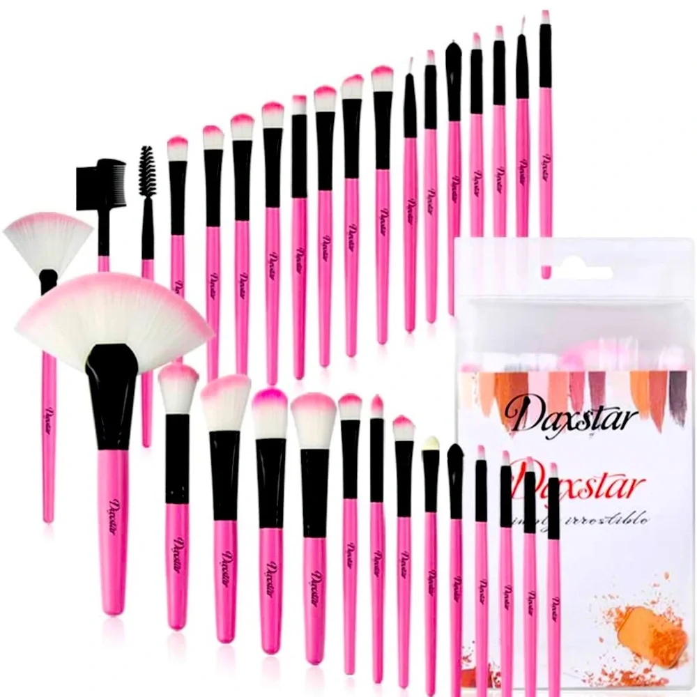 32 pc Pink Makeup Brush Set - Picture 6 of 6